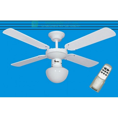 VENTILATORE A SOFFITTO 3 VEL BIANCO CON TELECOMANDO E PUNTO LUCE Ø 105 CM