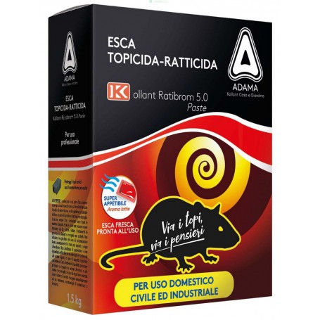 ESCA TOPICIDA 'RATIBROM 5.0' PROFESSIONALE KG 1,5 3X500 GR INTERNI ED ESTERNI