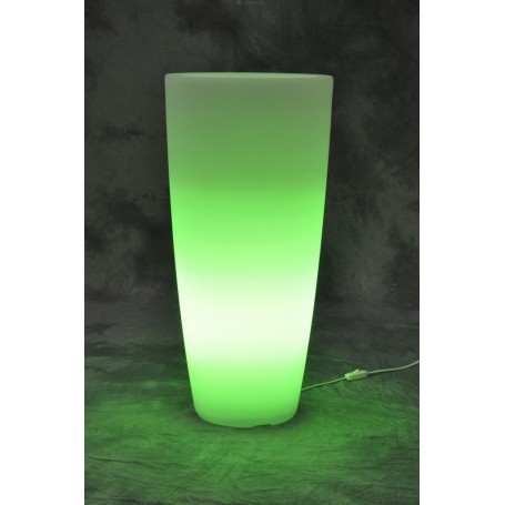 VASO HOME LIGHT TONDO DIAMETRO CM.33 H 70CM COLORE BIANCO GHIACCIO LUCE VERDE