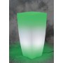 VASO HOME LIGHT QUADRO CM 33X33X70H COLORE BIANCO GHIACCIO LUCE VERDE