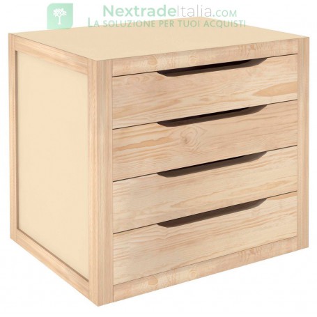 CASSETTIERA 4CASSETTI IN LEGNO CM 39X30X37,5H