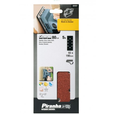 PIRANHA X31517 5 FOGLI VELCRO 93X190 GRANA GROSSA 