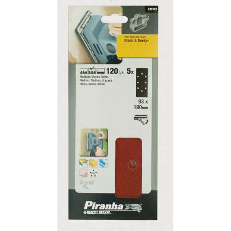 PIRANHA X31522 5 FOGLI VELCRO 93X190 GRANDEZZA MEDIA