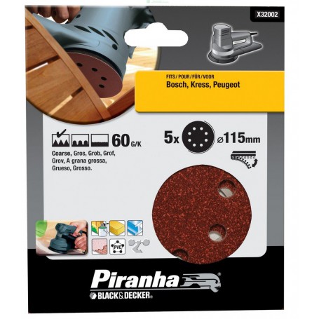 PIRANHA X32002 5 DISCHI VELCRO 115 GR.60