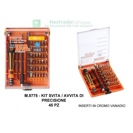 KIT SVITA/AVVITA DI PRECISIONE KIT CON 42 INSERTI + PINZA + IMPUGNATURA