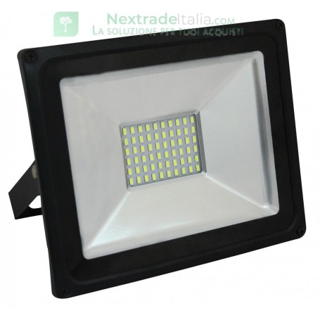 PROIETTORE LED SMD 50W IP 65 PEGASO VETRO ANTIURTO COMPLETO DI STAFFA ORIENTABILE