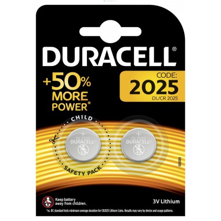 10PZ DURACELL BATTERIA A BOTTONE CR2025 2PZ