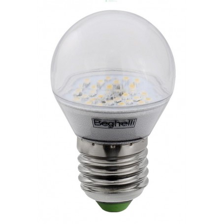 10PZ BEGHELLI LED 56074 SFERA E27W5,0 CALDA TRASPARENTE 