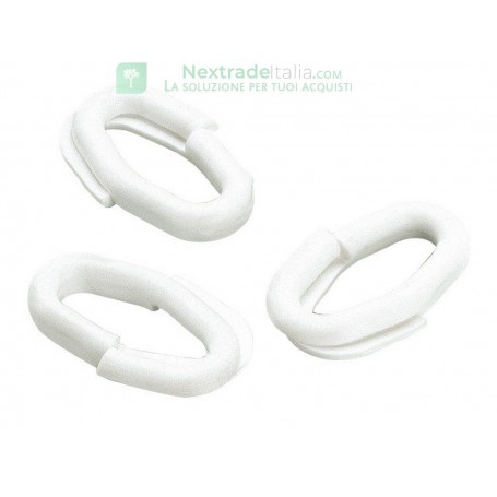 50PZ ANELLO GIUNZIONE X CATENE PLASTICA DIAMETRO 6 BIANCO
