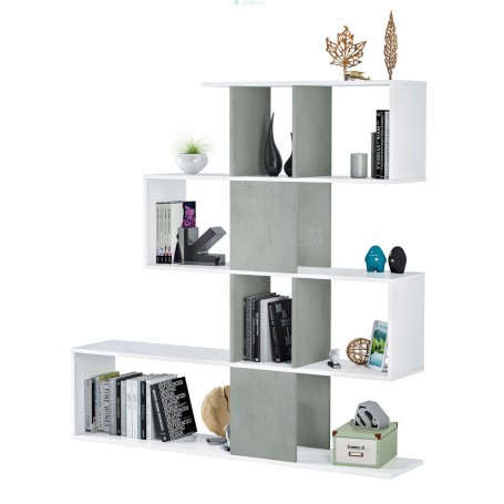 KIT LIBRERIA 'ZIG-ZAG' 145X29X145H BIANCO/CEMENTO