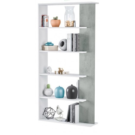 KIT LIBRERIA 'ALIDA' 90X25X180H BIANCO/CEMENTO