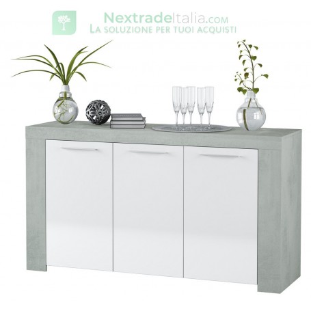 KIT CREDENZA 3 ANTE 'AMBIT'42X144X80H BIANCO/CEMENTO