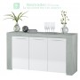 KIT CREDENZA 3 ANTE 'AMBIT'42X144X80H BIANCO/CEMENTO