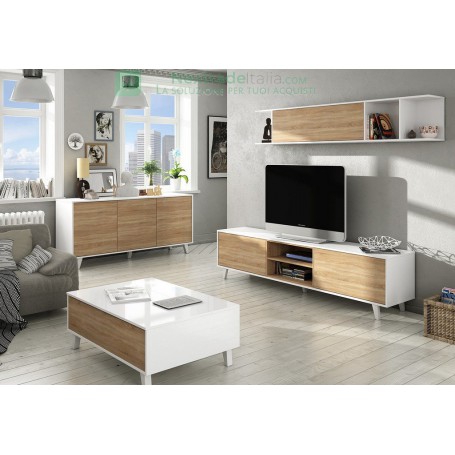 KIT CREDENZA 3A 'ZAIKEN'CM.154X41X75H.BIA/RO