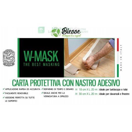 W-MASK CARTA PROTETTIVA +NASTRO ADESIVO CM 18 X 20MT