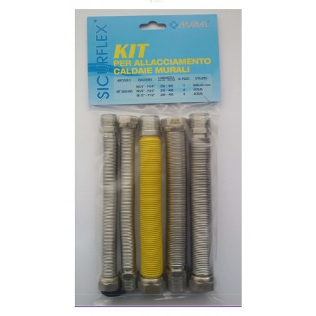 KIT RACCORDI INOX FLESSIBILE 3/4 PER CALDAIA MODELLO KIT ESTENSIBILE DA 200 A 400 MM