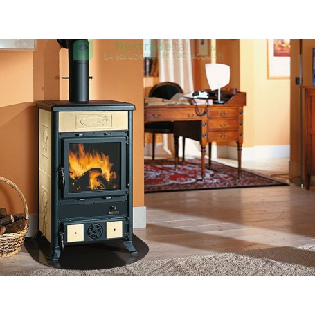 STUFA A LEGNA ROSSELLA CERAMICA MOD.R1 LIBERTY PERGAMENA NORDICA EXTRAFLAME