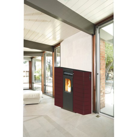 STUFA PELLET KING SLIM CANALIZZATA KW10 BORDEAUX