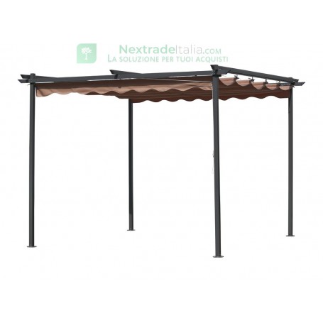 PERGOLA IN ACCIAIO CON TELO RETRATTILE CM 300x300x220h