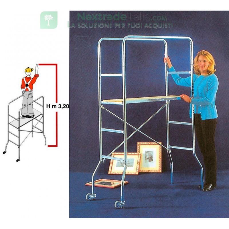 Ponteggio Super Trio In Acciaio Zincato - Piano 60x110cm, Altezza Max 185cm, Portata 120kg - Foto 12