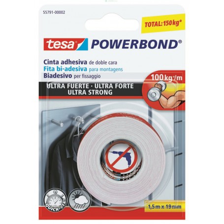 12PZ NASTRO BIADESIVO TESA POWERBOND ML.1,5X19MM.