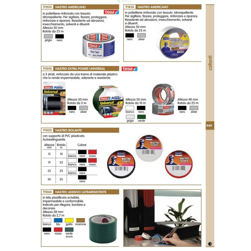 Nastro telato colorato Tesa - 38 mm x 25 m - rosso - 56359-00003-00