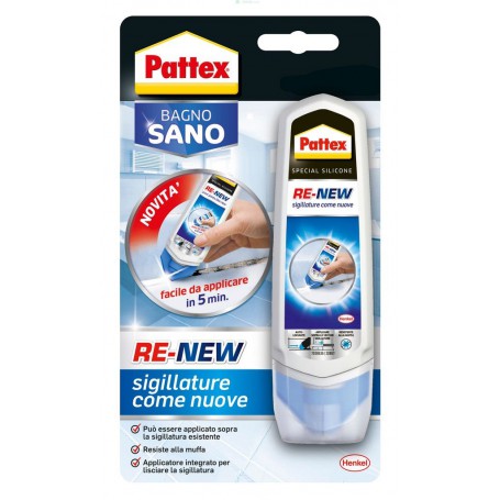 12PZ PATTEX SIGILLANTE 'RE-NEW' ML 100 SILICONE A BASE ACQUA IDEALE PER BAGNI