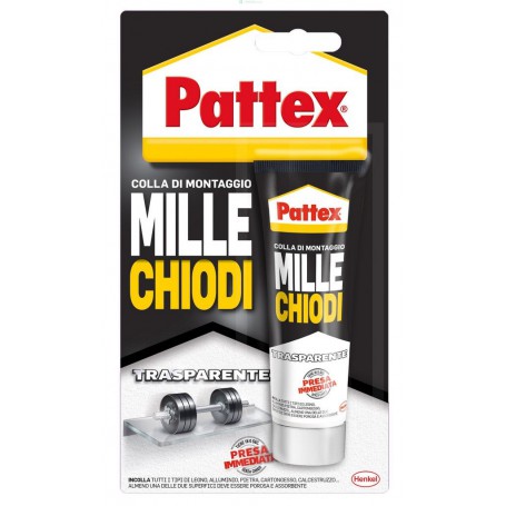 12PZ PATTEX MILLECHIODI TRASPARENTE BLISTER GR 40