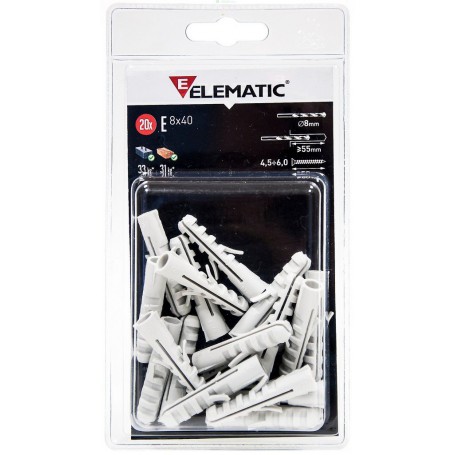 15PZ ELEMATIC BLISTER TASSELLI DIAMETRO 5MM LUNGHEZZA 25MM (PZ.35)