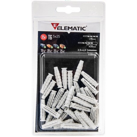 10PZ ELEMATIC BLISTER TASSELLI DIAMETRO 8MM LUNGHEZZA 40MM (PZ.10)