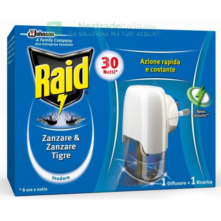 12PZ RAID ELETTROEMANATORE + LIQUIDO 30 NOTTI