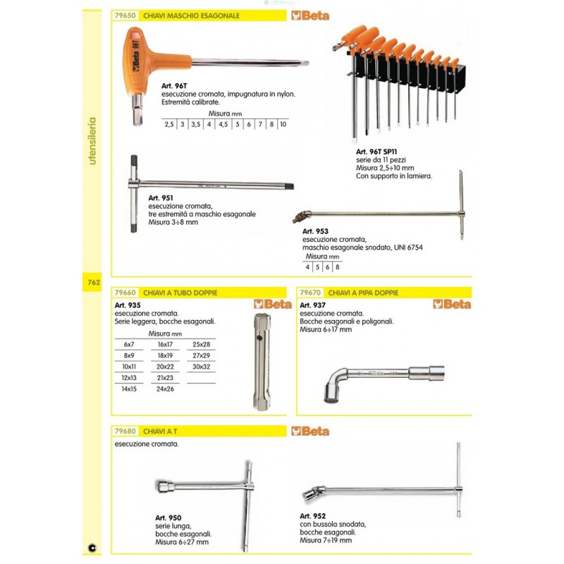 Chiavi A T Con Maschio Esagonale Snodato Beta 953/8 - Cromate, Made In Italy - Foto 3