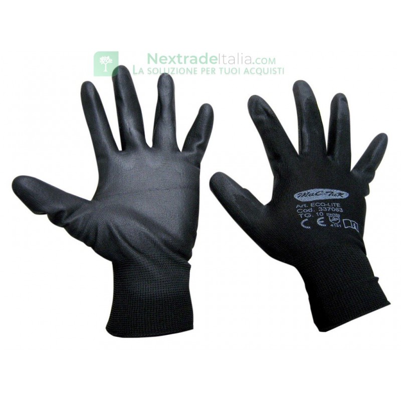 PWS 12 Paia Guanti Da Lavoro In Nylon Con Rivestimento In Poliuretano - Taglia 9/Large, Antiscivolo, Traspiranti, Lavabili, Per Assemblaggio E Giardinaggio