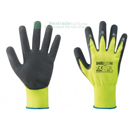 12PAIA GUANTI NYLON/LATTICE GIALLO FLUO/NERO TG.9