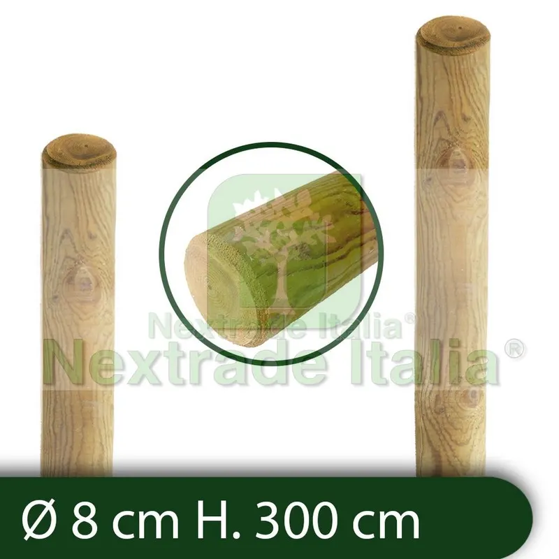 10 Pali In Legno Di Pino Torniti | Diametro 6 Cm, Altezza 300 Cm | Impregnati Per Esterno - Foto 11