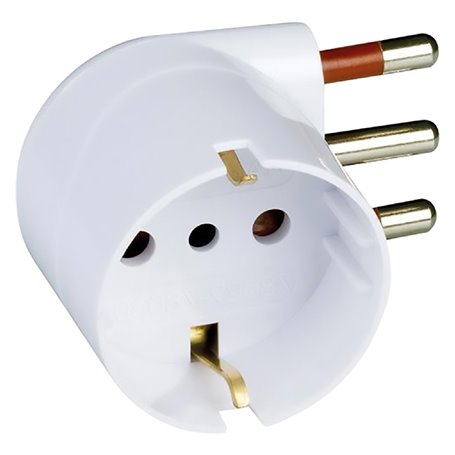 ADATTATORE SINGOLO SPINA 90Â° 'SALVASPAZIO' spina 2P + T 16A - bianco