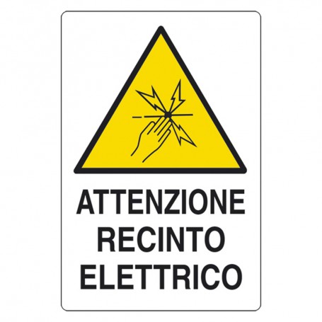 10PZ CARTELLO 'ATTENZIONE RECINTO ELETTRICO' cm 20 x 30