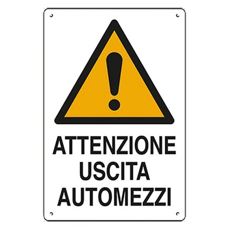 10PZ CARTELLO 'ATTENZIONE USCITA AUTOMEZZI' cm 40 x 60