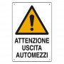 10PZ CARTELLO 'ATTENZIONE USCITA AUTOMEZZI' cm 40 x 60
