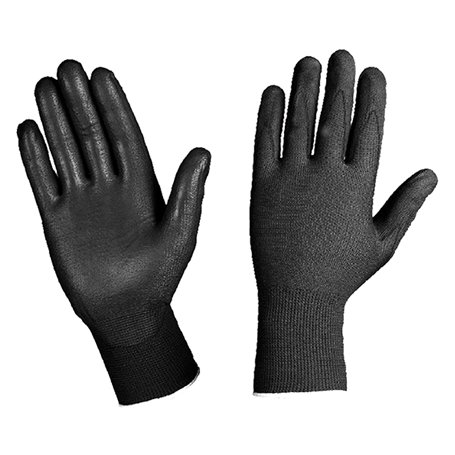 12COPPIE GUANTI NYLON/POLIURETANO Tg. L - colore nero