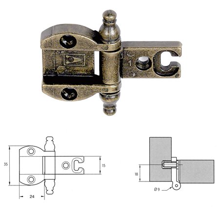 2PZ CERNIERA PER MOBILI 'A0055' oro