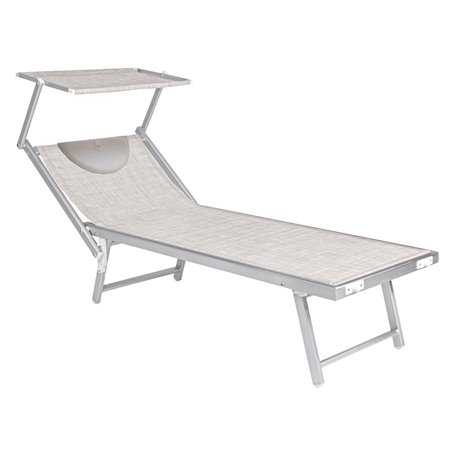 LETTINO SPIAGGIA CON PARASOLE E POGGIATESTA 'BUDEL doppio - cm.208 x 85 x h 40,5