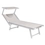 LETTINO SPIAGGIA CON PARASOLE E POGGIATESTA 'BUDEL doppio - cm.208 x 85 x h 40,5