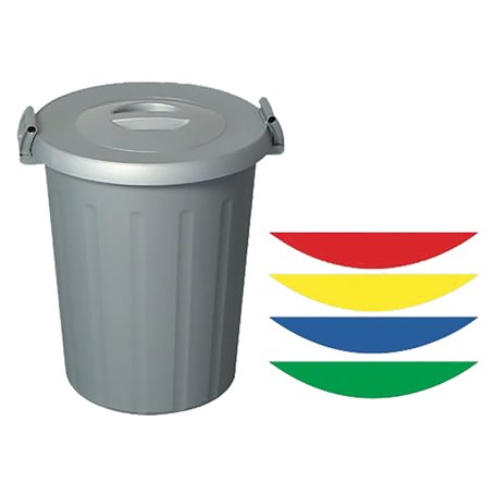 6PZ BIDONE IMMONDIZIA Lt. 25 grigio - manici personaliz.