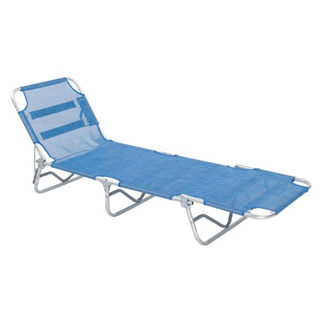 LETTINO SPIAGGIA SENZA PARASOLE 'SABAUDIA' cm 188 x 58 x h 27 - telo blu