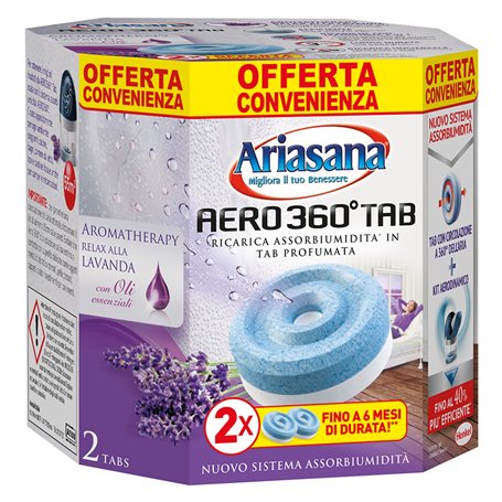 12PZ RICARICA ASSORBIUMIDITA' 'ARIASANA AERO 360Â° BIPAC bipack (2 x gr.450) inodore