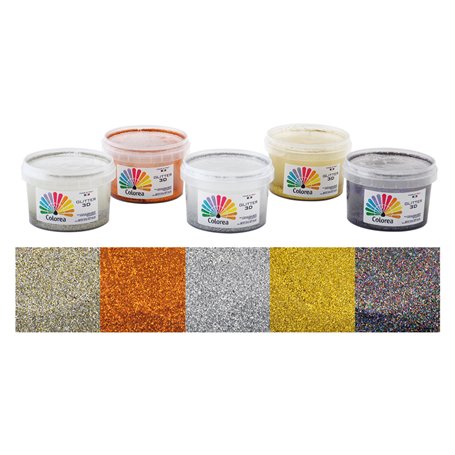 6PZ GLITTER PER DECORAZIONI ml.250 - color argento