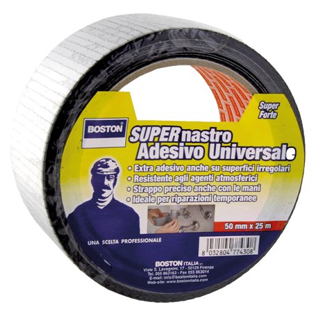 12PZ NASTRO TELATO UNIVERSALE mm. 50 x 5 mt - argento