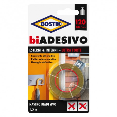 6PZ NASTRO BIADESIVO IN SCHIUMA PER ESTERNI/INTERNI mm. 19 x 1,5 mt