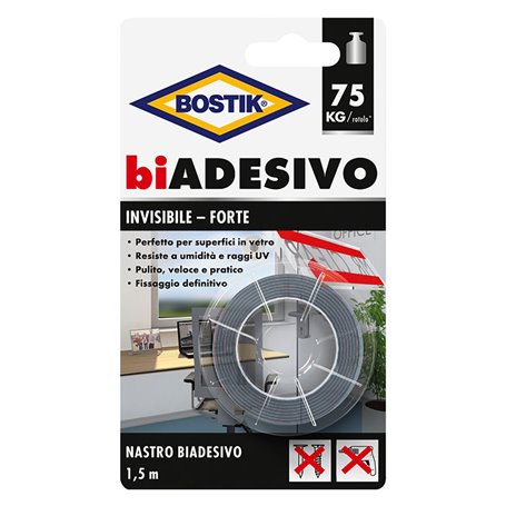 6PZ NASTRO BIADESIVO IN SCHIUMA INVISIBILE mm. 19 x 1,5 mt